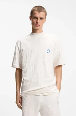 T-Shirt aus Baumwoll-Frottee mit Happy HUGO Logo