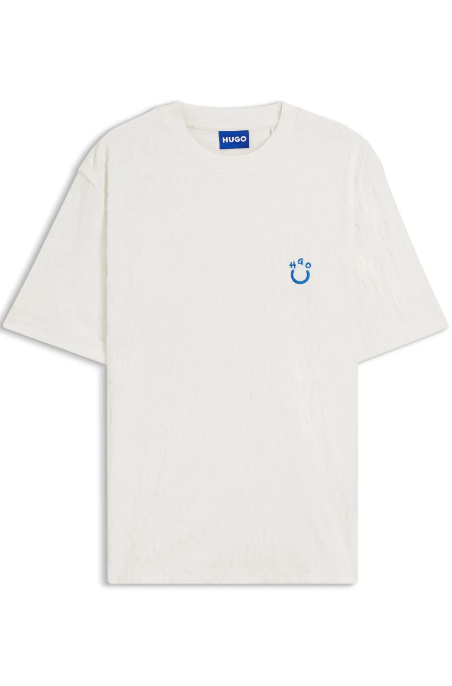 T-Shirt aus Baumwoll-Frottee mit Happy HUGO Logo