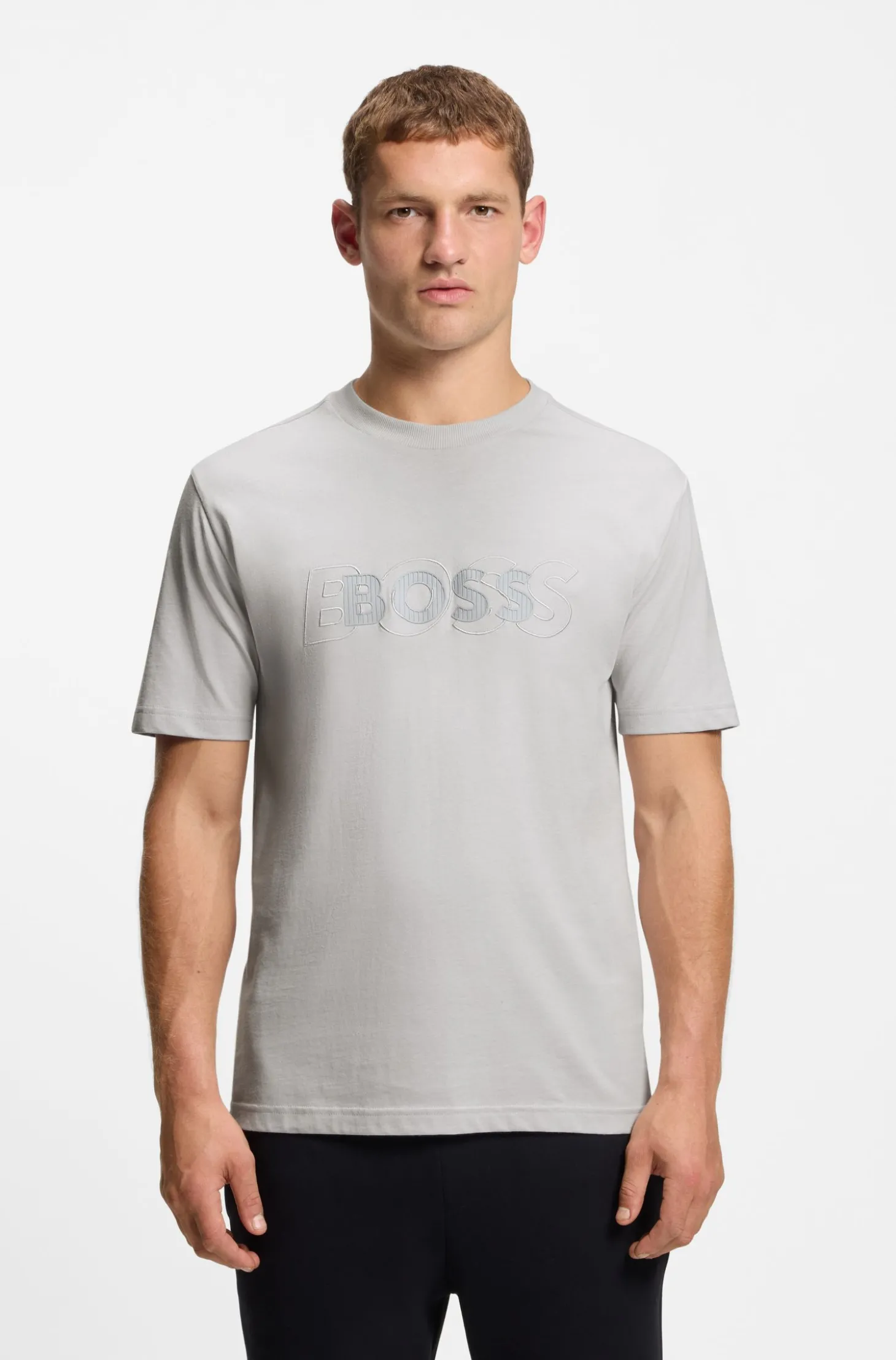 T-Shirt aus Baumwoll-Jersey mit doppeltem Logo-Artwork