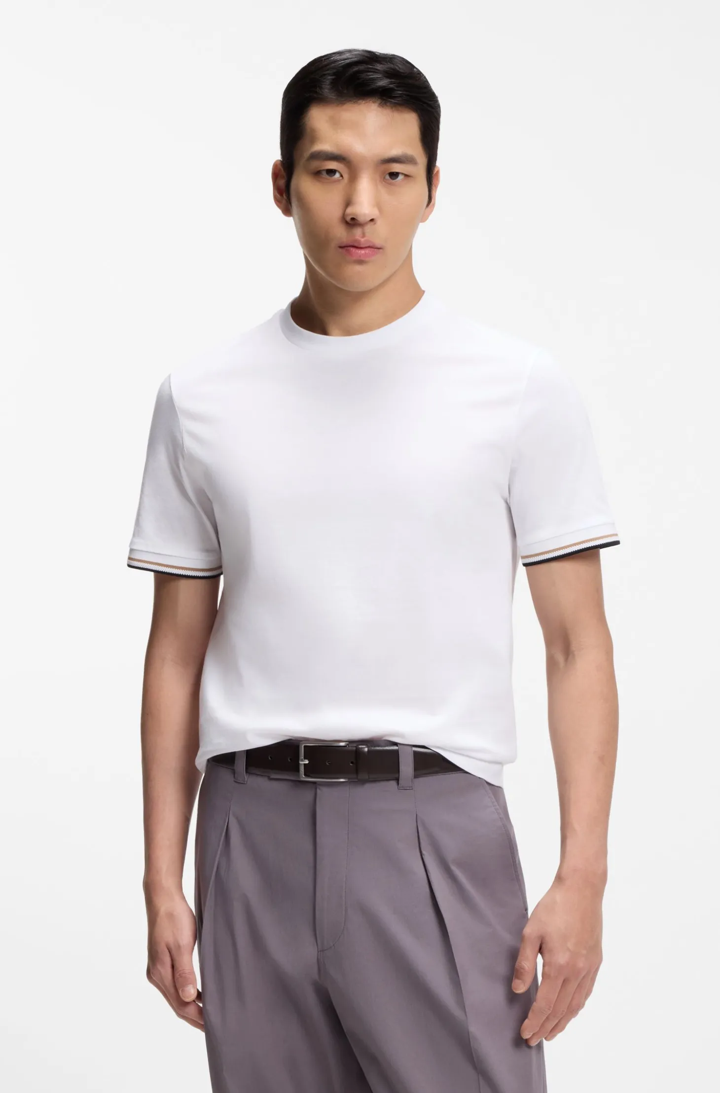 T-Shirt aus Baumwoll-Jersey mit Signature-Streifen an den Bündchen