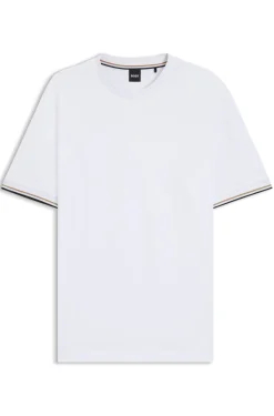 T-Shirt aus Baumwoll-Jersey mit Signature-Streifen an den Bündchen
