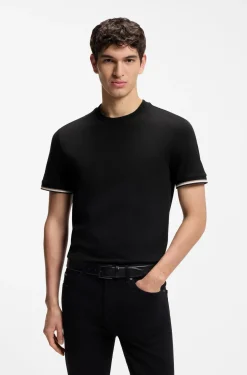 T-Shirt aus Baumwoll-Jersey mit Signature-Streifen an den Bündchen