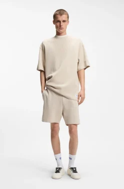 T-Shirt aus Baumwoll-Jersey mit blauem Logo-Aufnäher