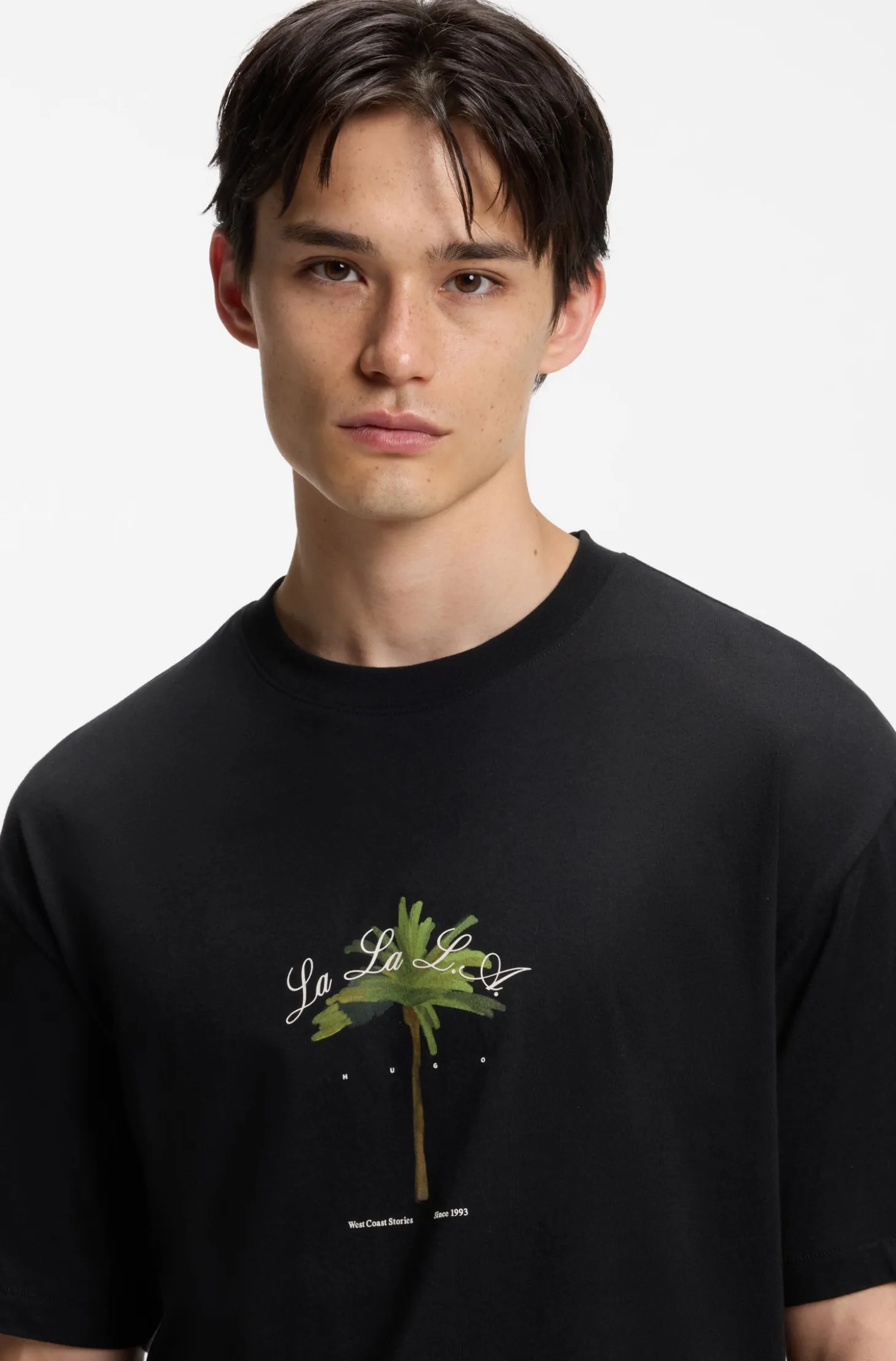 T-Shirt aus Baumwoll-Jersey mit Palmen-Artwork