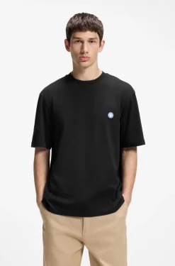 T-Shirt aus Baumwoll-Jersey mit Happy HUGO-Logo