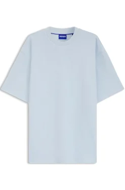 T-Shirt aus Baumwoll-Jersey mit blauem Logo-Aufnäher