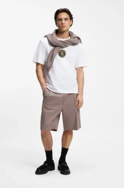 T-Shirt aus Baumwoll-Jersey mit besticktem Aufnäher