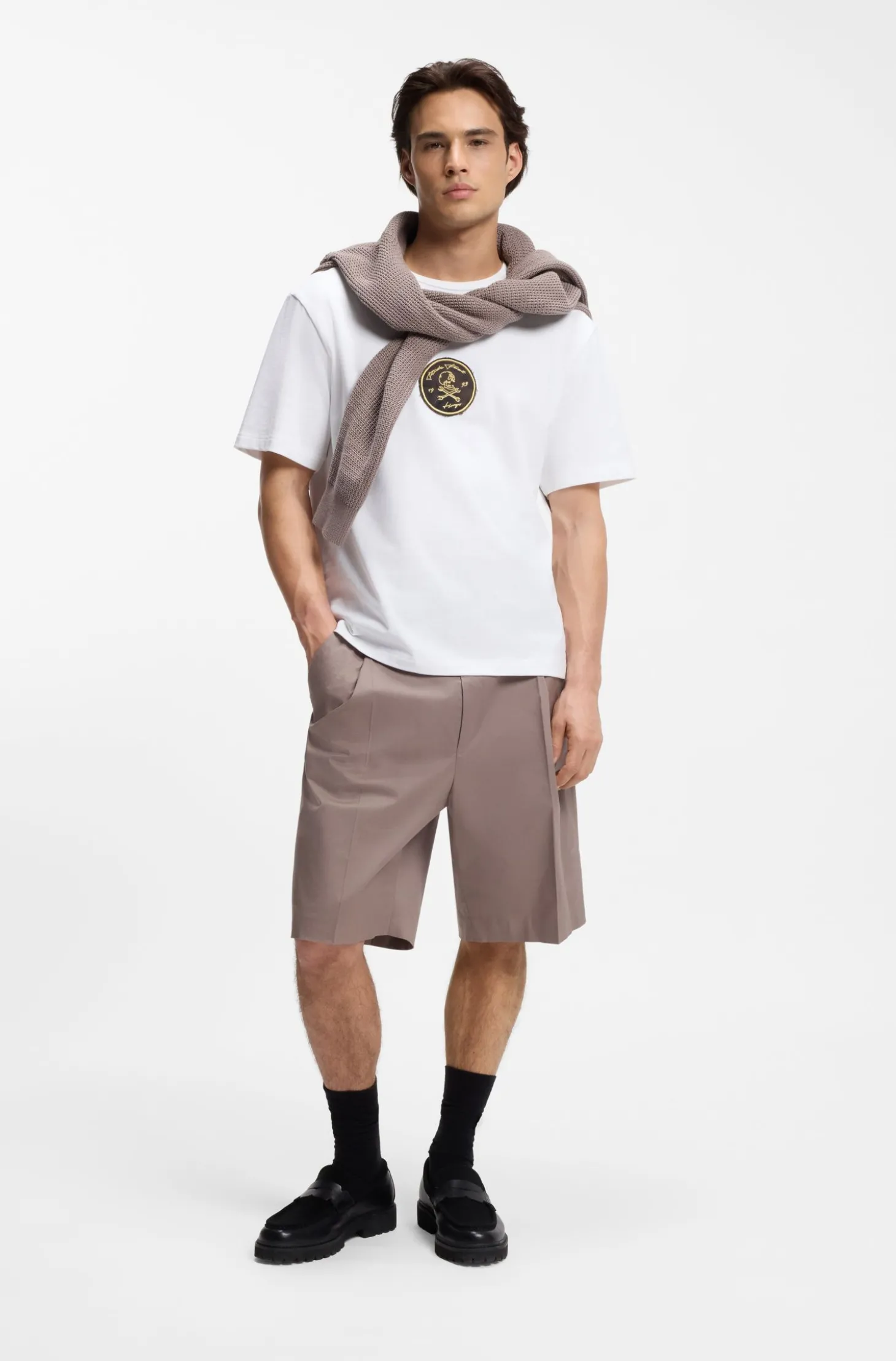 T-Shirt aus Baumwoll-Jersey mit besticktem Aufnäher