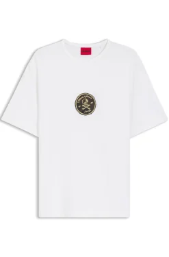 T-Shirt aus Baumwoll-Jersey mit besticktem Aufnäher