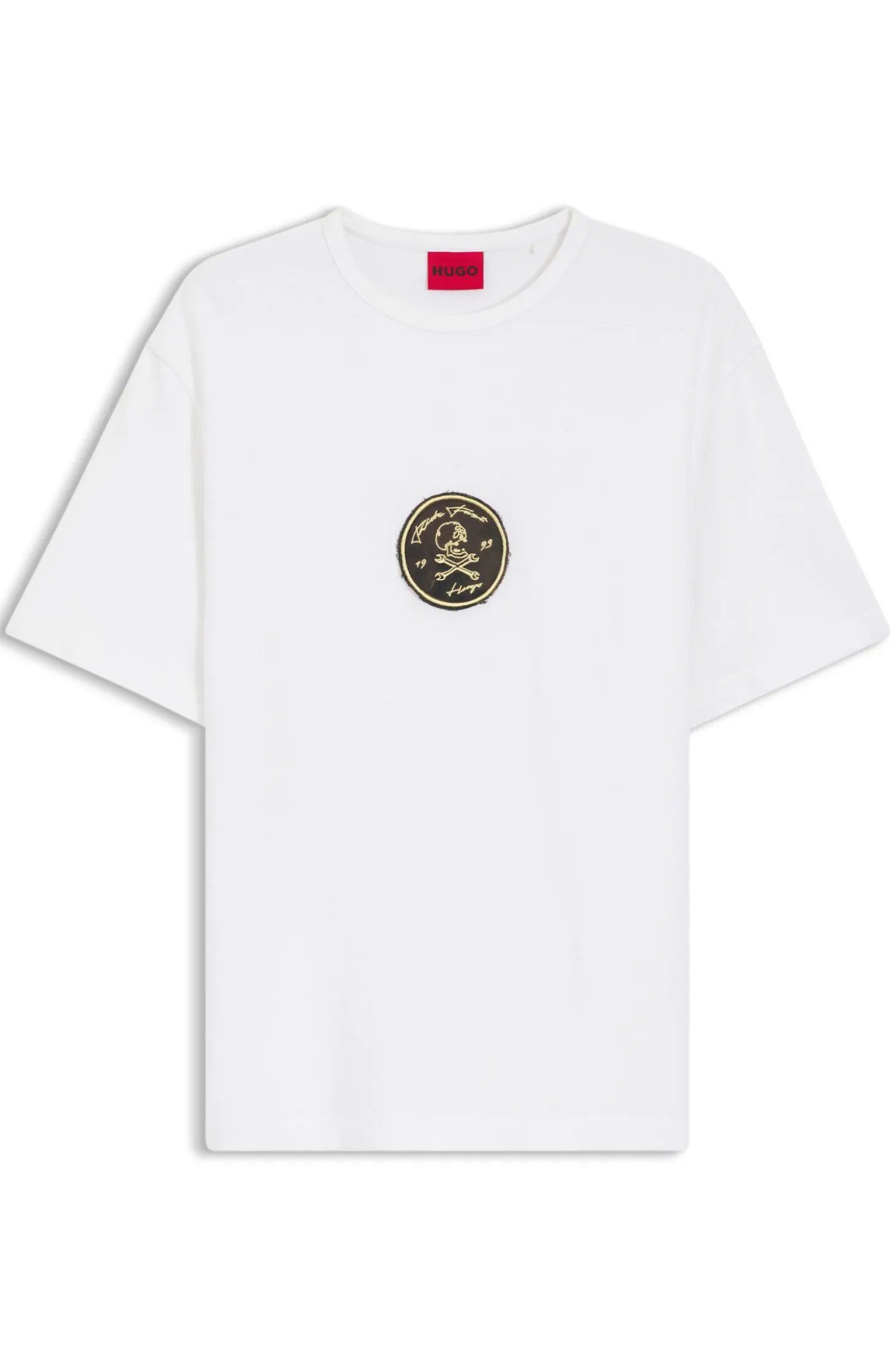 T-Shirt aus Baumwoll-Jersey mit besticktem Aufnäher
