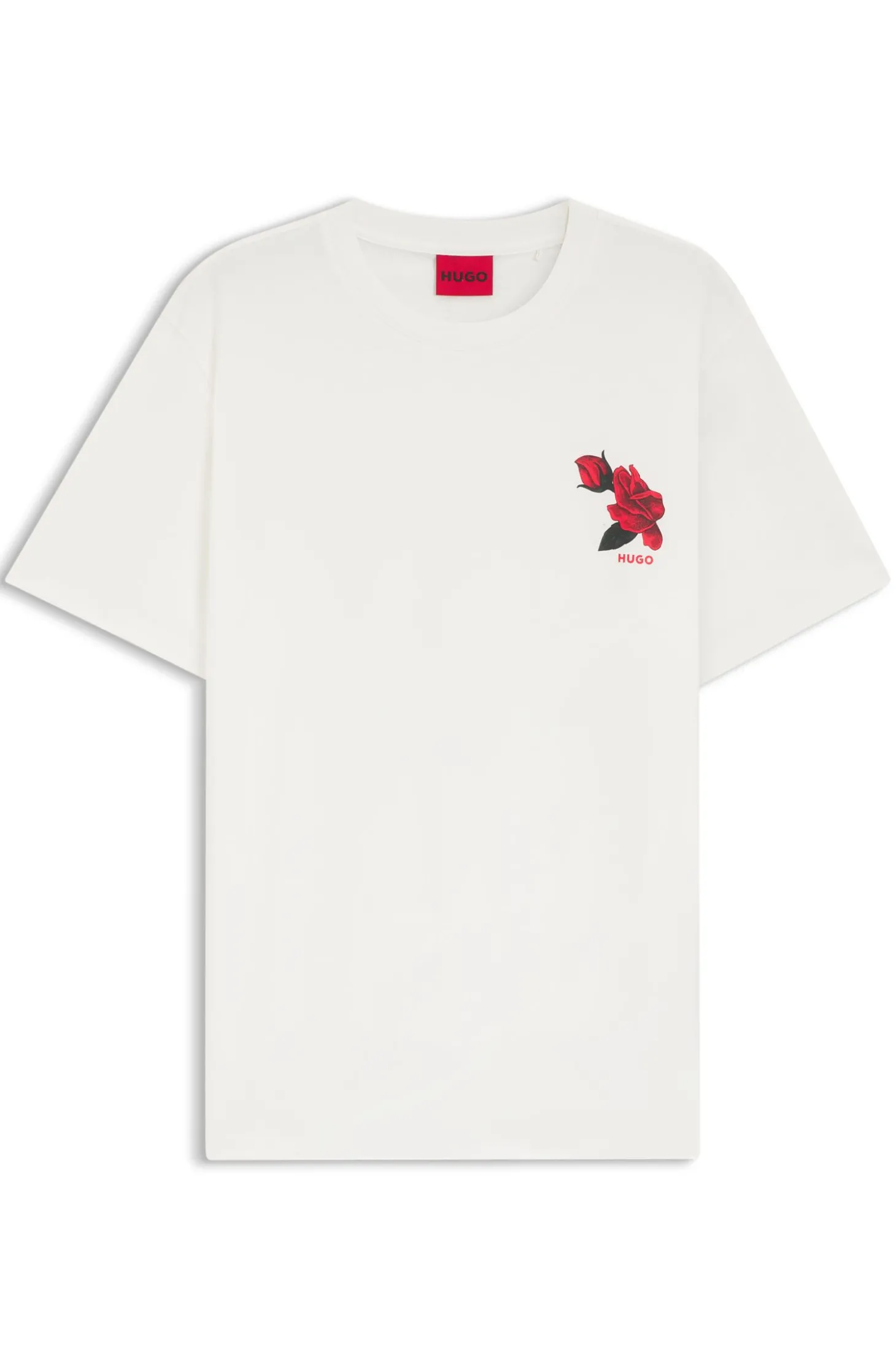 T-Shirt aus Baumwoll-Jersey mit Rosen-Grafik im Biker-Stil