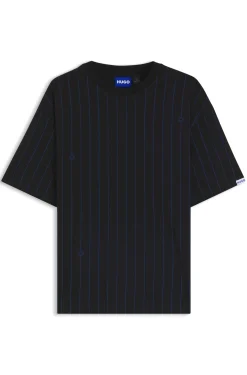 T-Shirt aus Baumwoll-Jersey mit Happy HUGO-Logo-Streifen