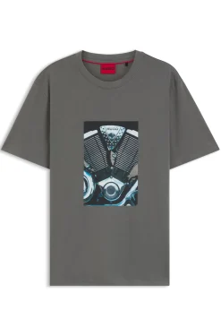 T-Shirt aus Baumwoll-Jersey mit Motorrad-Artwork