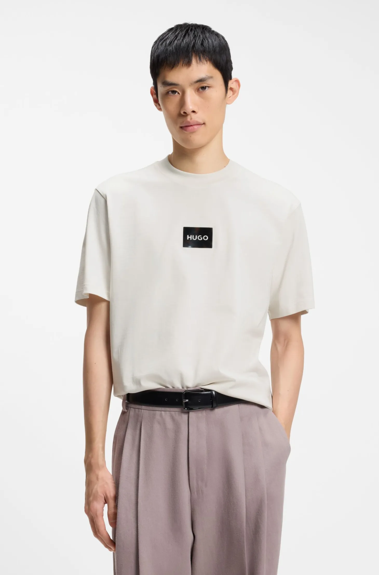 T-Shirt aus Baumwoll-Jersey mit Logo-Patch in Schildpatt-Optik