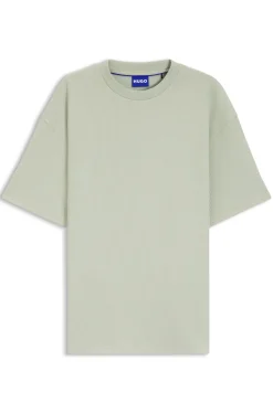 T-Shirt aus Baumwoll-Jersey mit blauem Logo-Aufnäher
