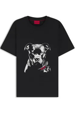 T-Shirt aus Baumwoll-Jersey mit Hunde-Artwork