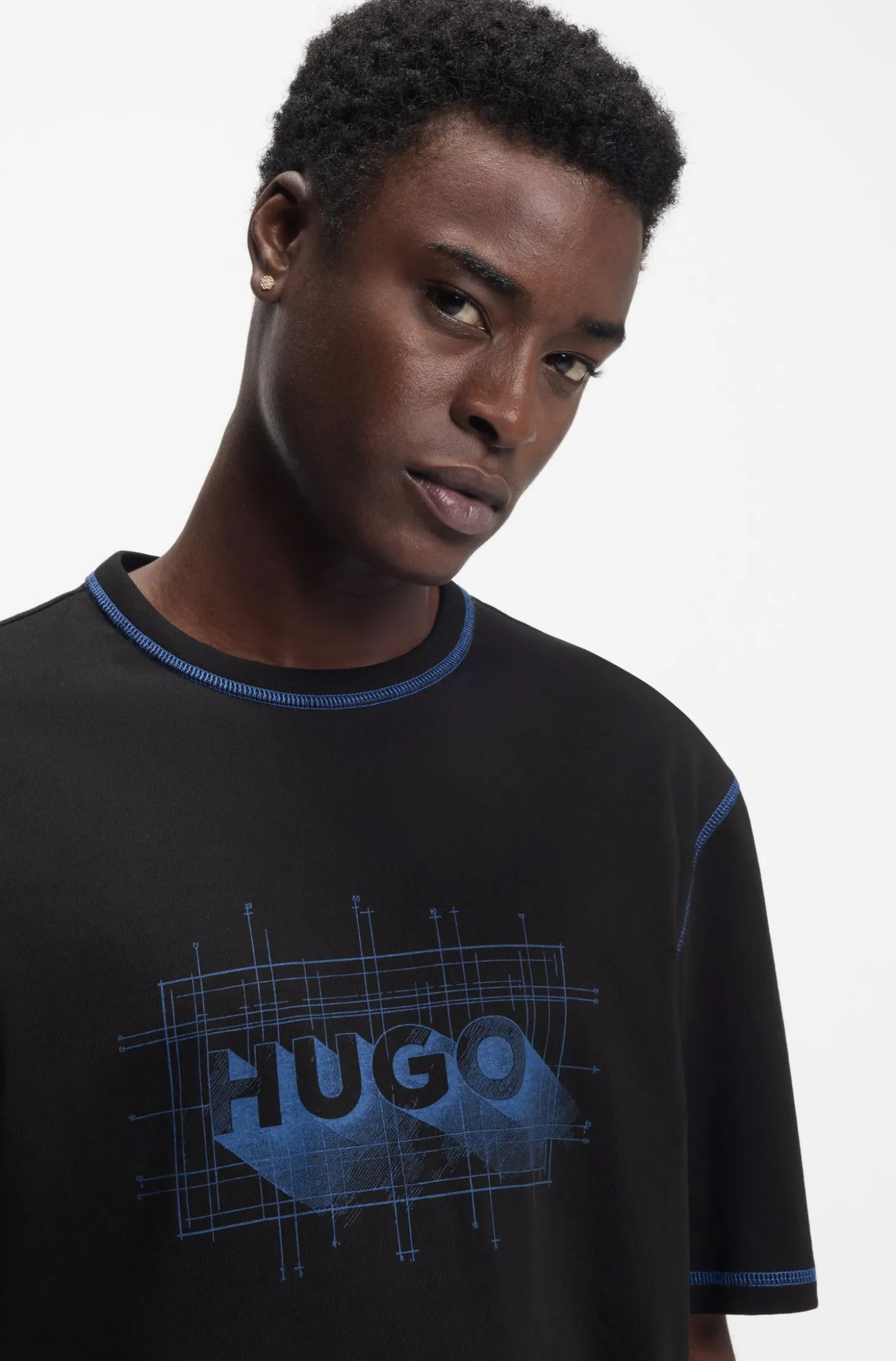 T-Shirt aus Baumwoll-Jersey mit Logo und kontrastfarbenen Nähten
