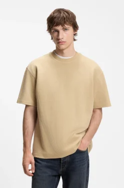 T-Shirt aus Baumwoll-Jersey mit blauem Logo-Aufnäher