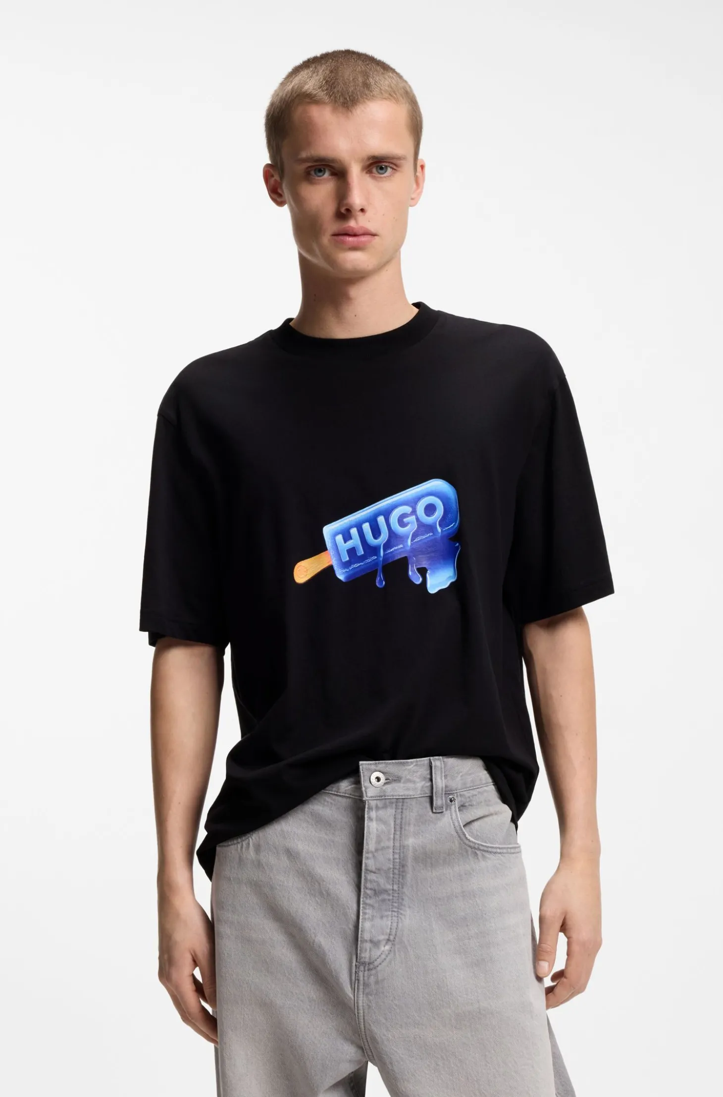 T-Shirt aus Baumwoll-Jersey mit Eis-am-Stiel Artwork