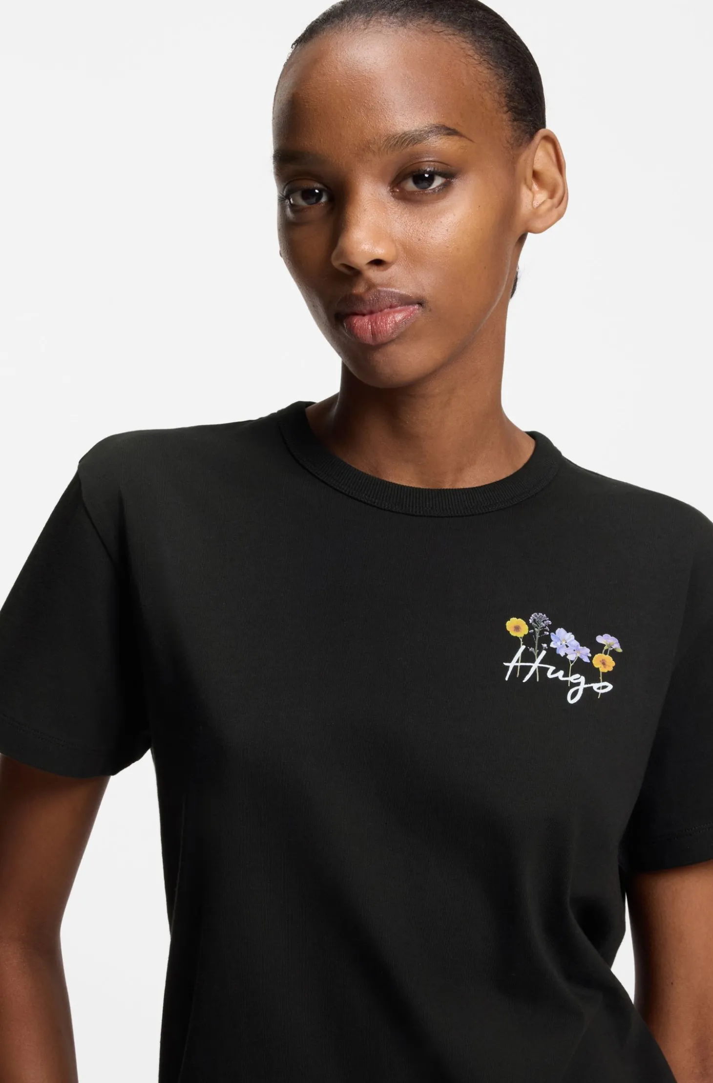 T-Shirt aus Baumwoll-Jersey mit Blumen-Artwork