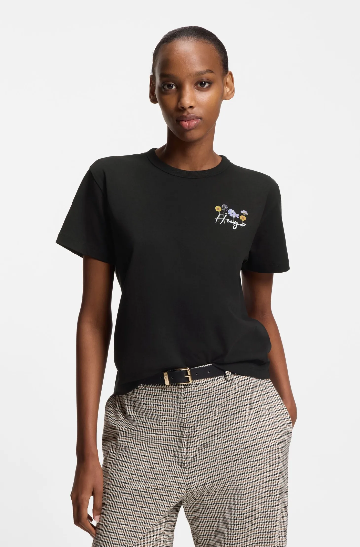 T-Shirt aus Baumwoll-Jersey mit Blumen-Artwork