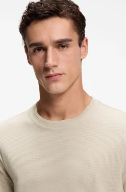T-Shirt aus Baumwoll-Mix mit Bubble-Jacquard-Struktur