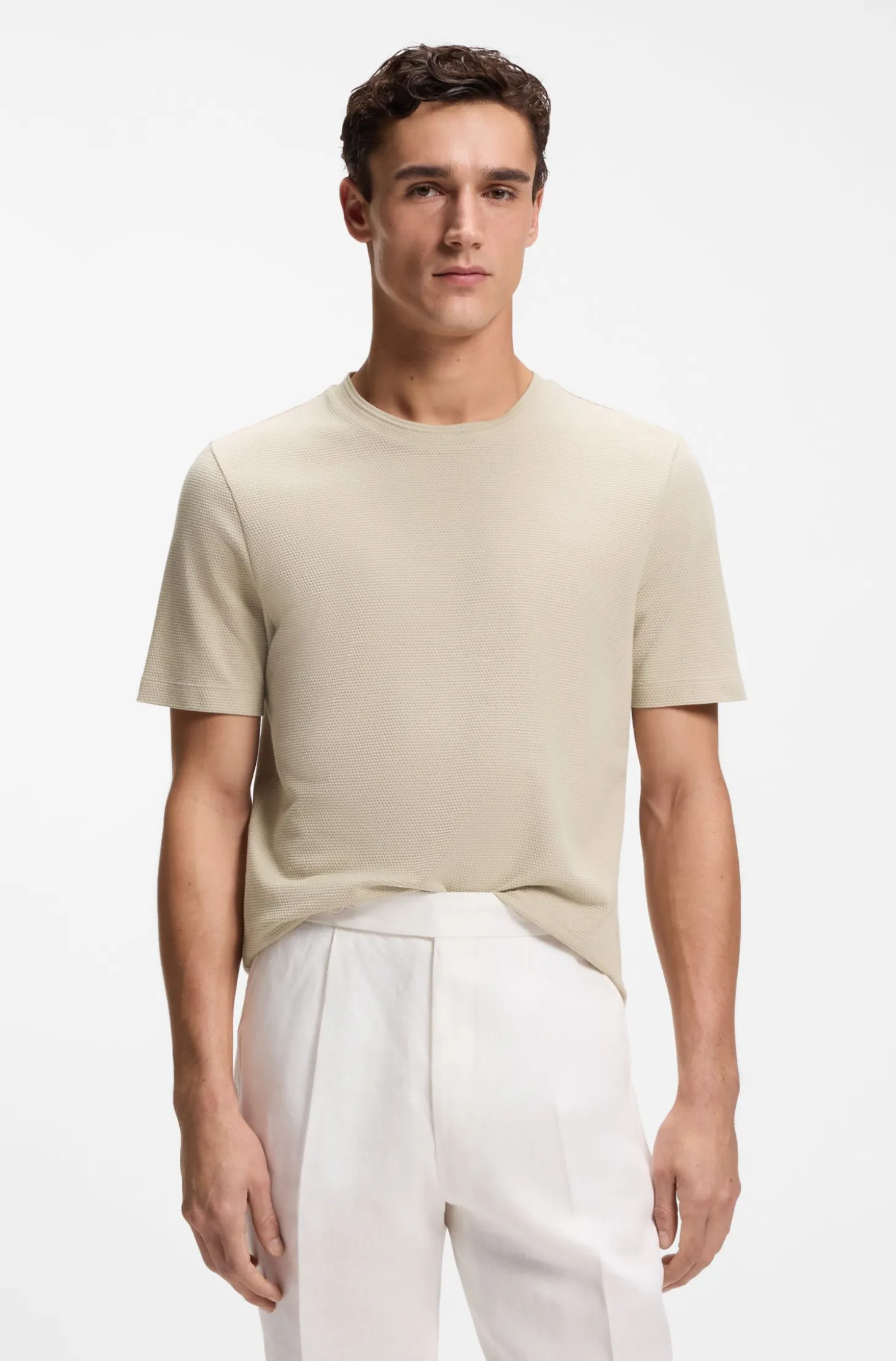T-Shirt aus Baumwoll-Mix mit Bubble-Jacquard-Struktur