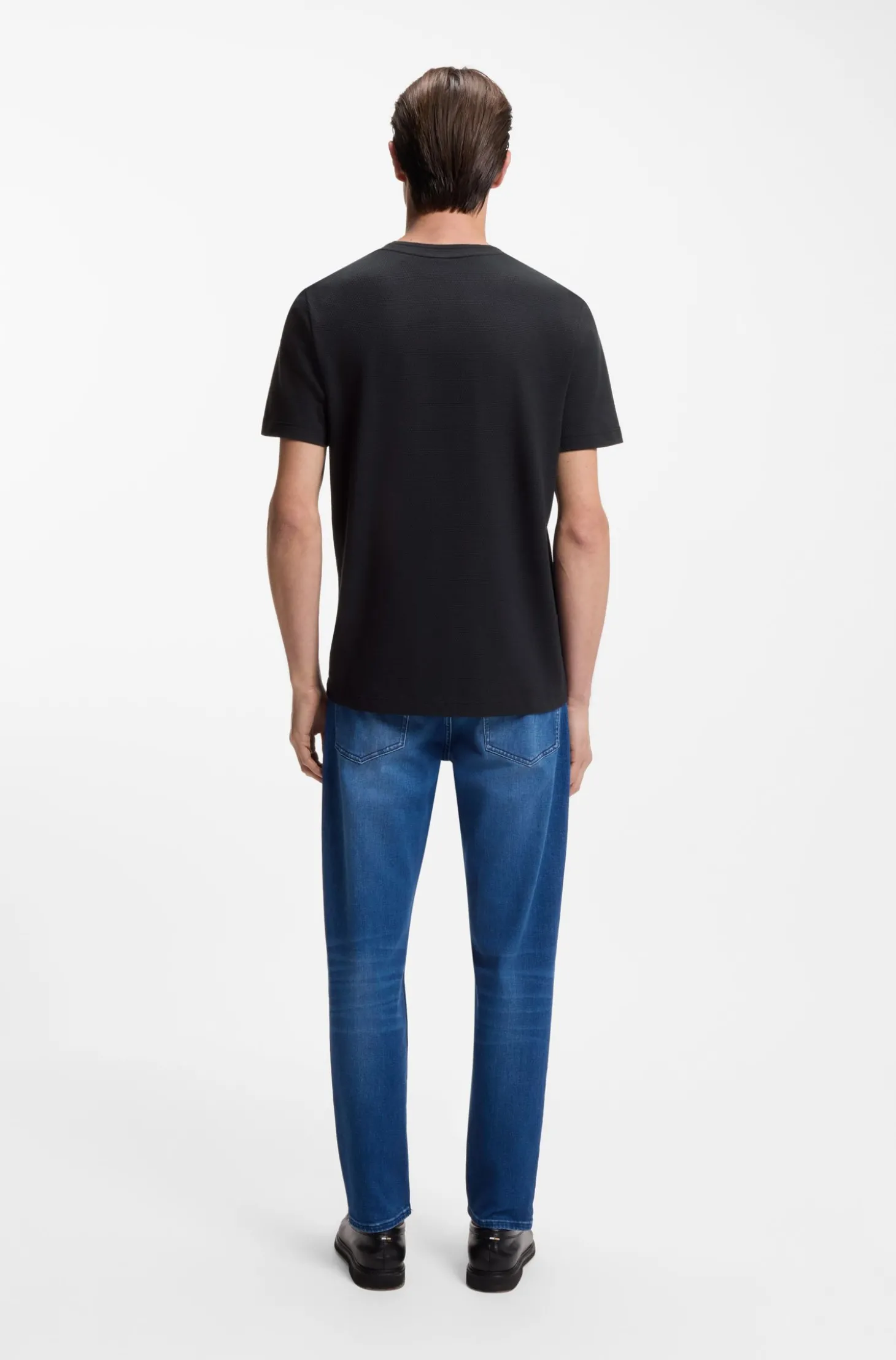 T-Shirt aus Baumwoll-Mix mit Bubble-Jacquard-Struktur