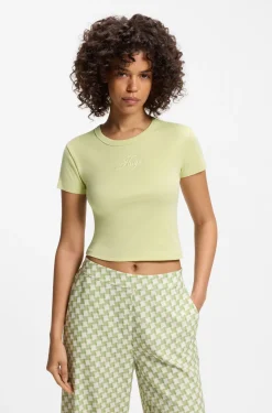 T-Shirt aus Baumwoll-Mix mit Logo-Stickerei