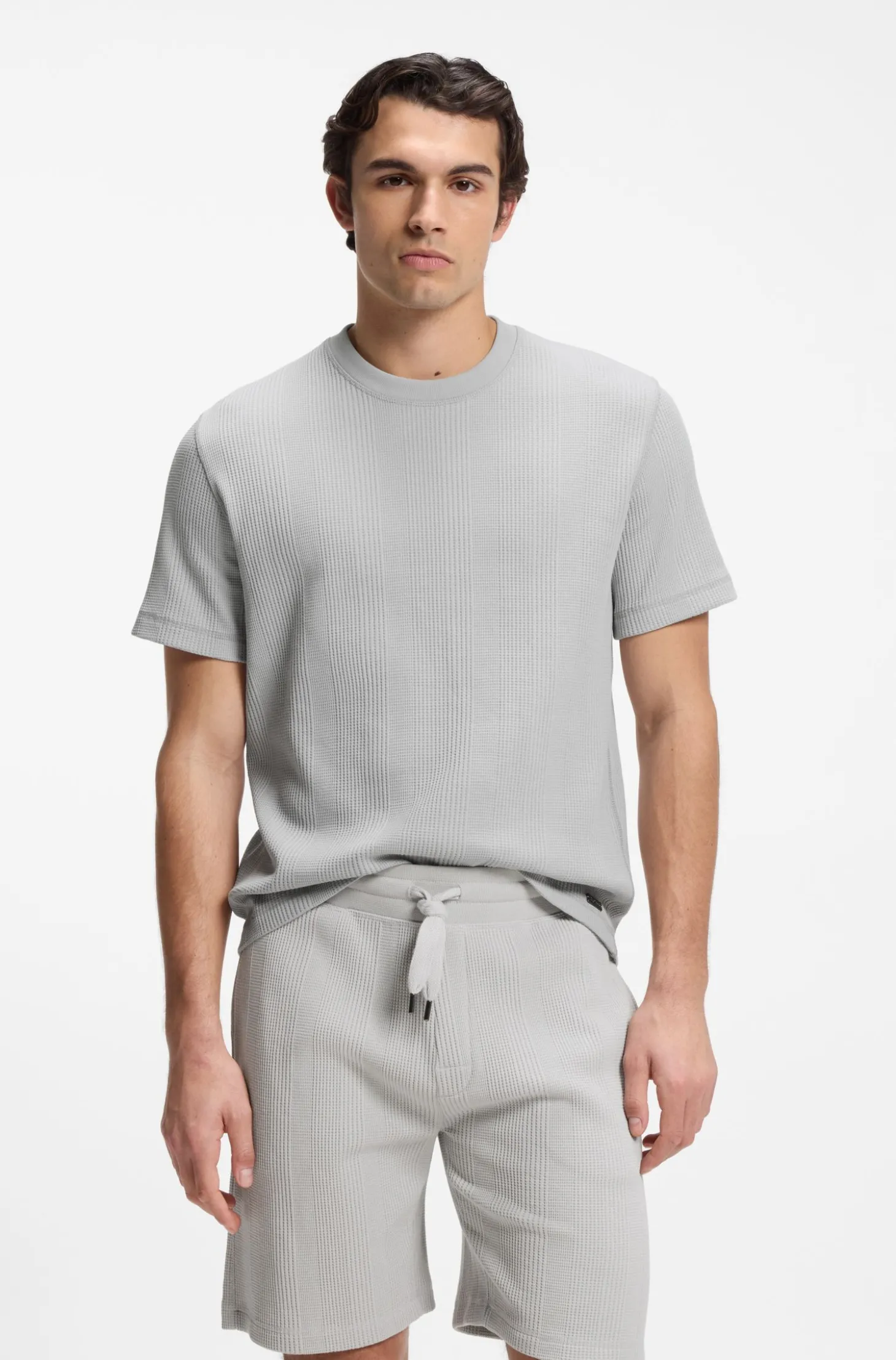 T-Shirt aus Baumwoll-Mix mit Waffelstruktur
