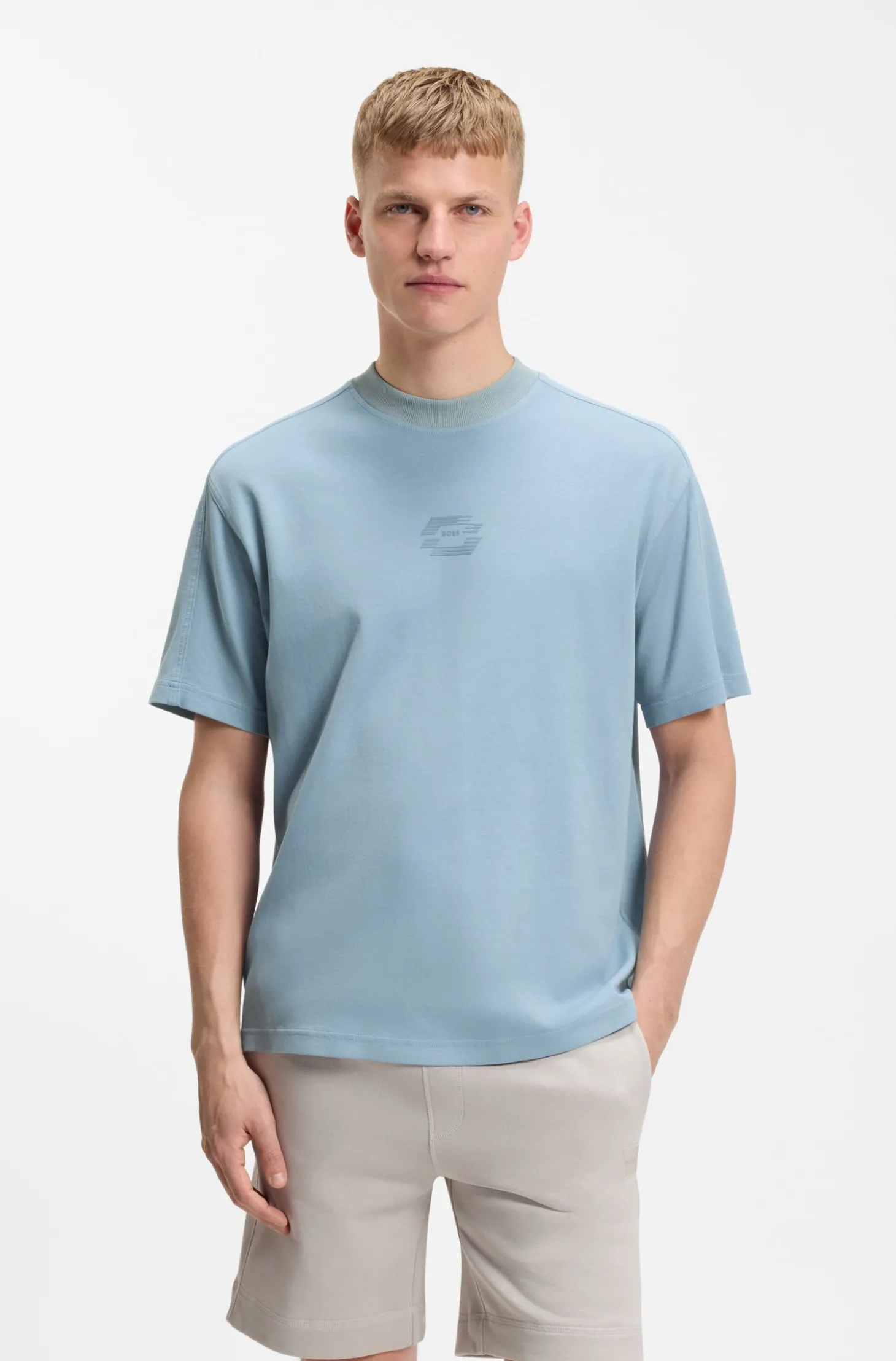 T-Shirt aus Interlock-Baumwolle mit Logo-Artwork