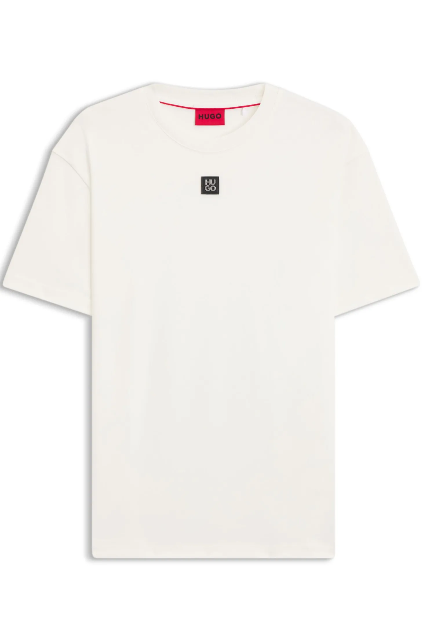 T-Shirt aus Interlock-Baumwolle mit metallenem Stack-Logo-Badge