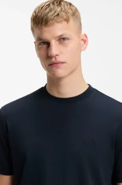T-Shirt aus Interlock-Baumwolle mit Logo-Stickerei
