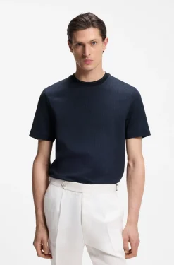 T-Shirt aus merzerisierter Baumwolle mit dreifarbigem Jacquard-Muster