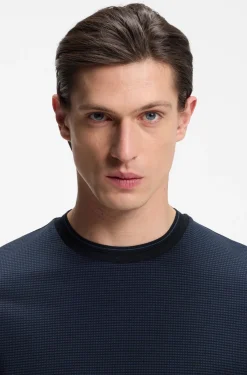 T-Shirt aus merzerisierter Baumwolle mit dreifarbigem Jacquard-Muster