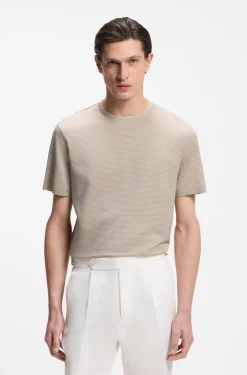 T-Shirt aus merzerisierter Baumwolle mit dreifarbigem Jacquard-Muster
