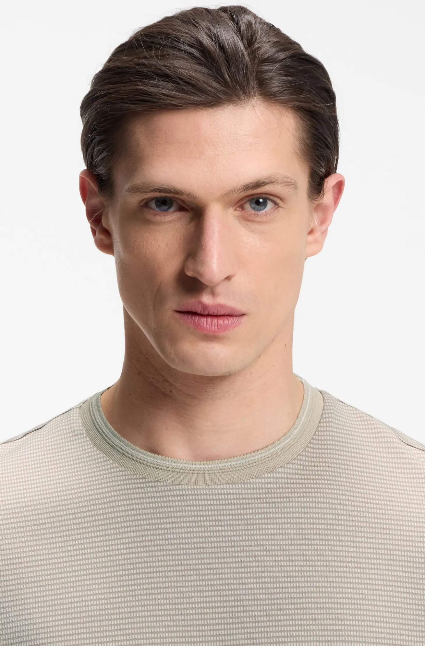 T-Shirt aus merzerisierter Baumwolle mit dreifarbigem Jacquard-Muster