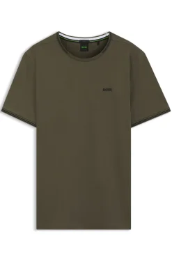 T-Shirt aus Stretch-Baumwolle mit Streifen und Logo