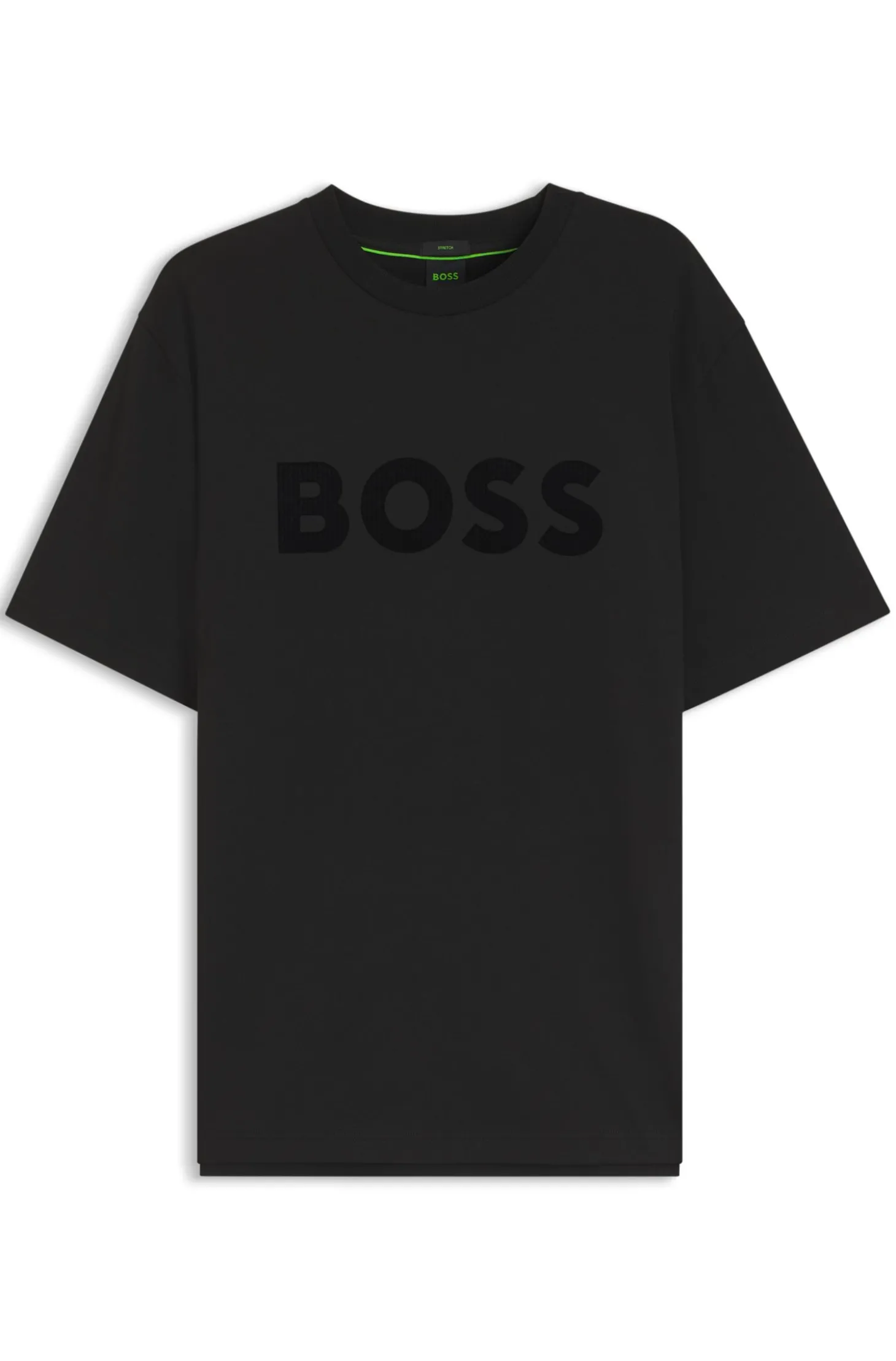 T-Shirt aus Stretch-Baumwolle mit tonalem Flock-Logo