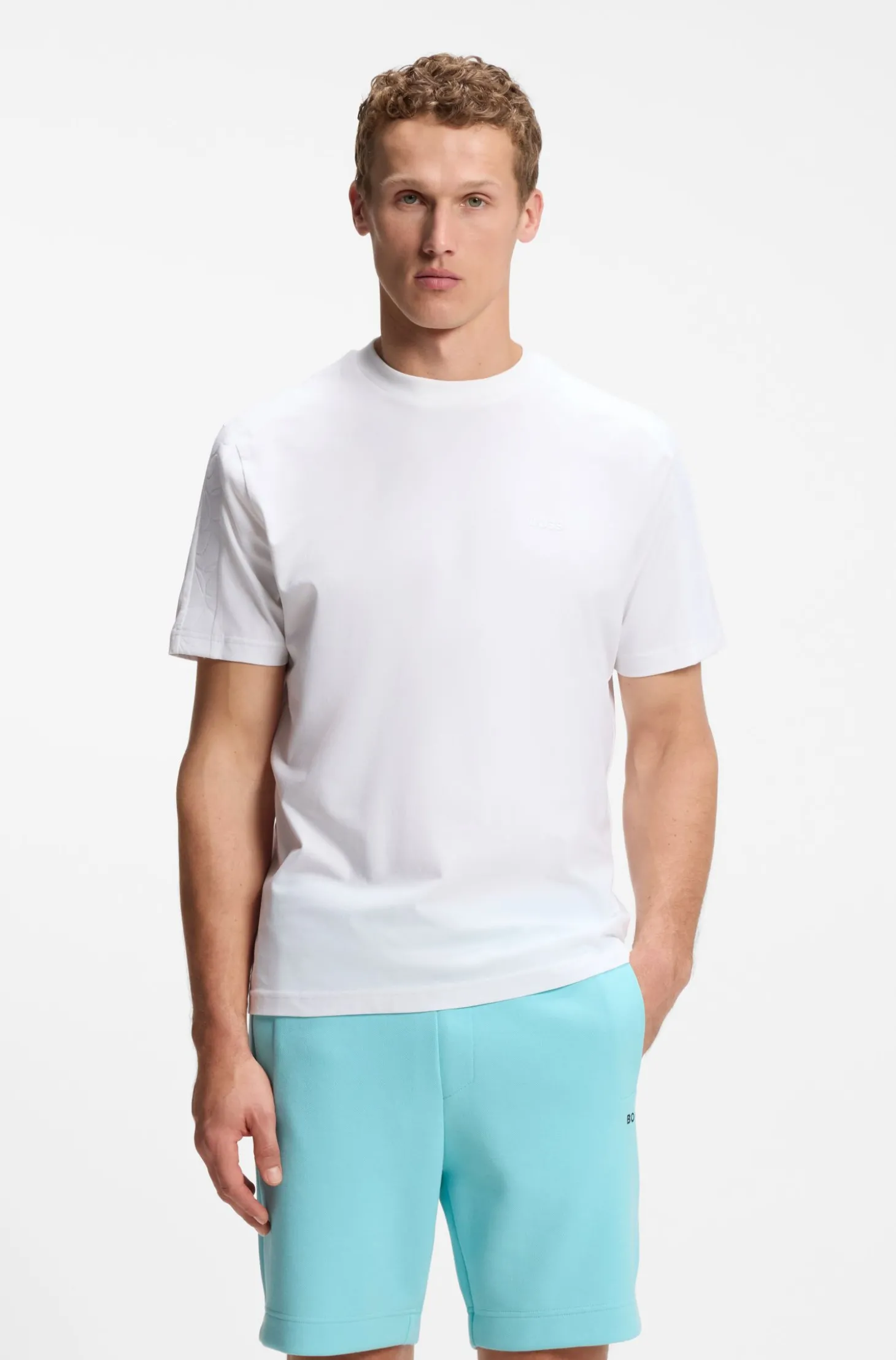 T-Shirt aus Stretch-Baumwolle mit Jacquard-Tape