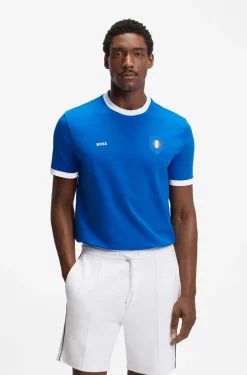 T-Shirt aus Stretch-Baumwolle mit Landesflagge und Logo