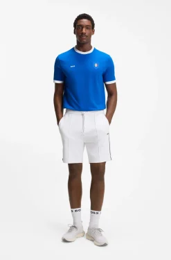 T-Shirt aus Stretch-Baumwolle mit Landesflagge und Logo