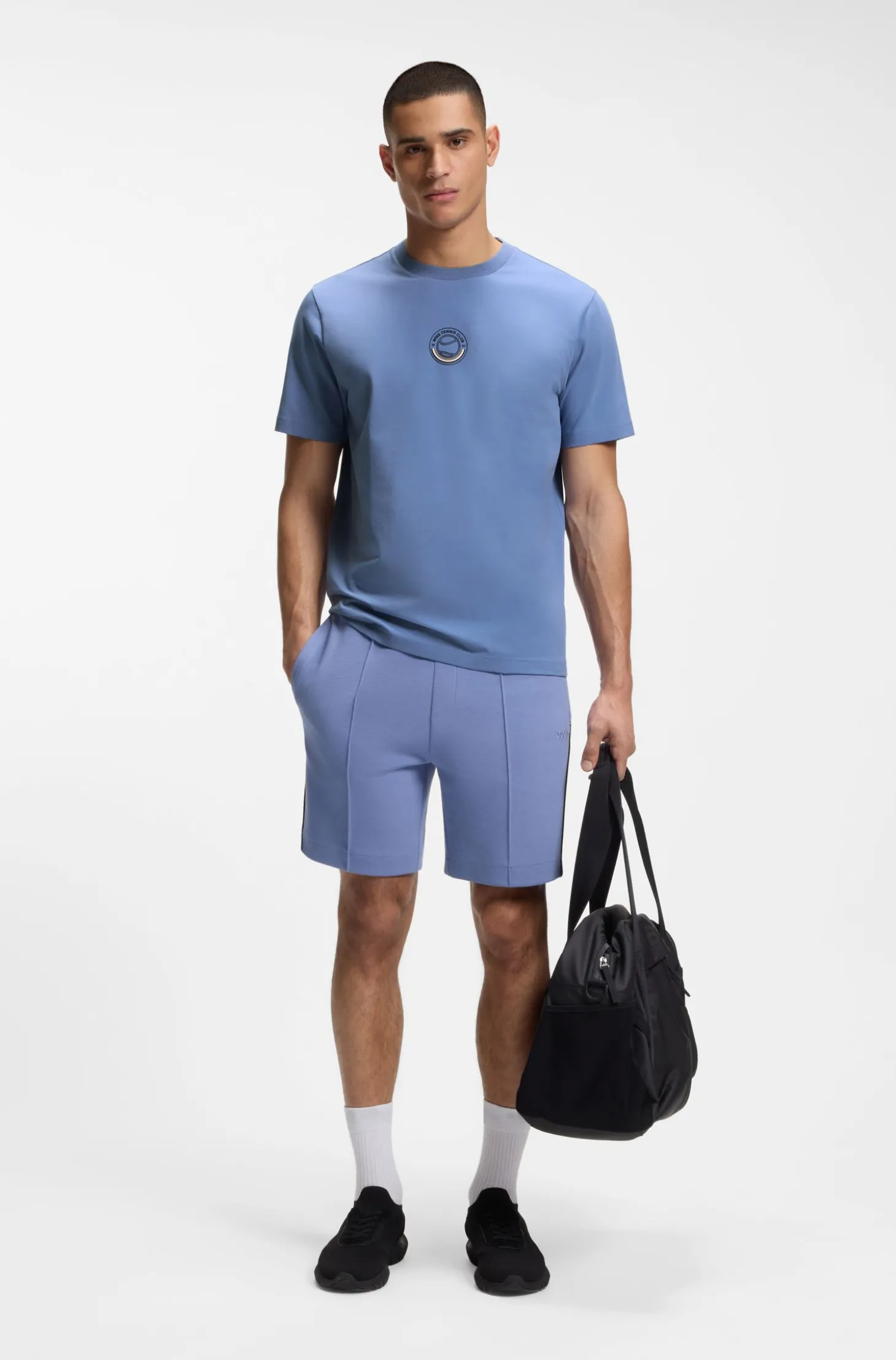 T-Shirt aus Stretch-Baumwolle mit Tennis-Artwork