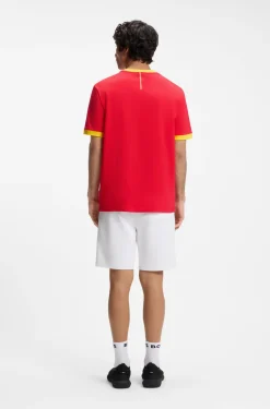 T-Shirt aus Stretch-Baumwolle mit Landesflagge und Logo