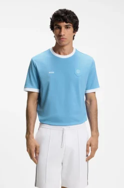 T-Shirt aus Stretch-Baumwolle mit Landesflagge und Logo