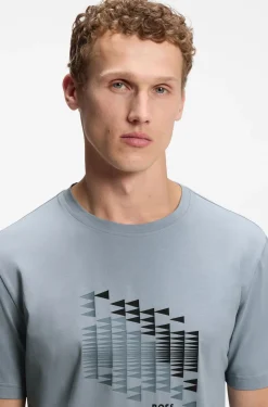 T-Shirt aus Stretch-Baumwolle mit Flaggen-Artwork