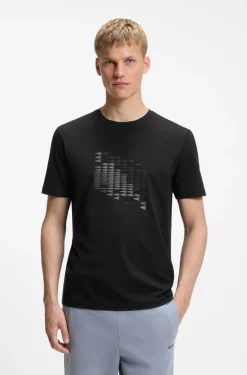 T-Shirt aus Stretch-Baumwolle mit Flaggen-Artwork