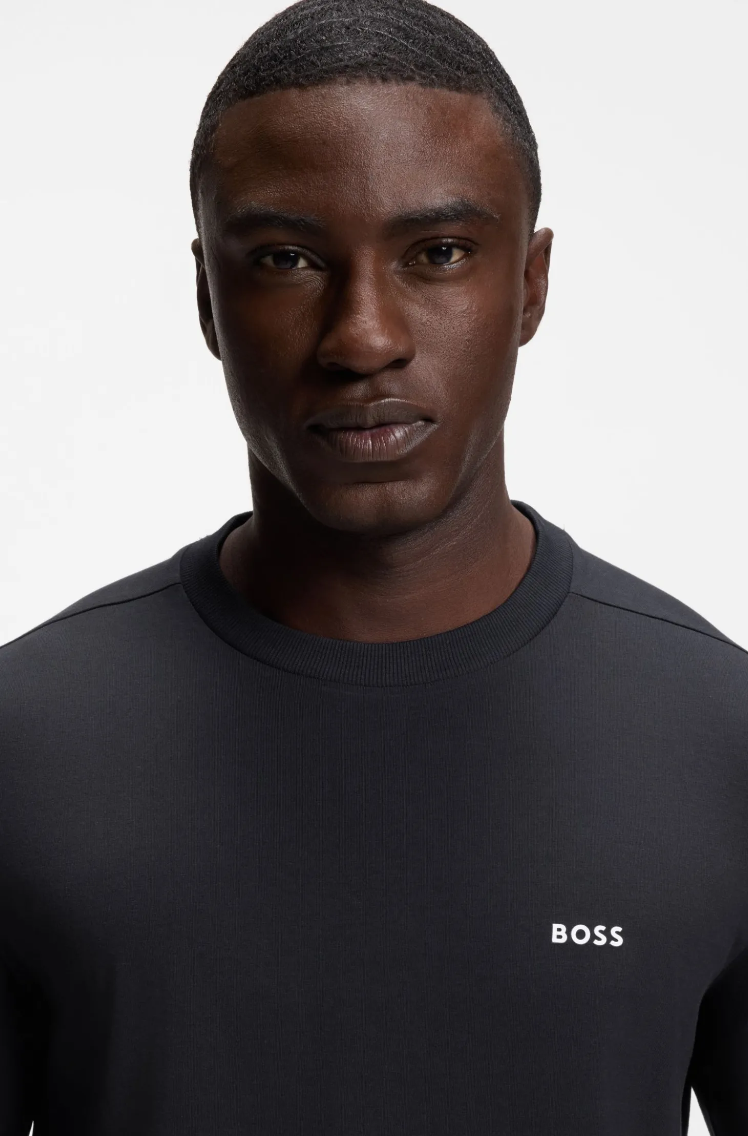 T-Shirt aus Stretch-Baumwolle mit Kontrast-Logo
