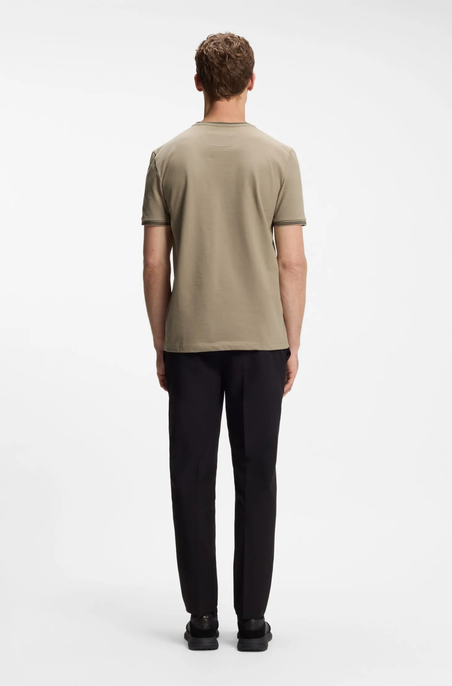 T-Shirt aus Stretch-Baumwolle mit Streifen und Logo