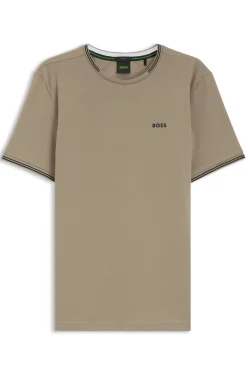 T-Shirt aus Stretch-Baumwolle mit Streifen und Logo